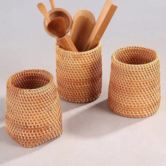 Hand-Woven Wicker Storage Container Basket