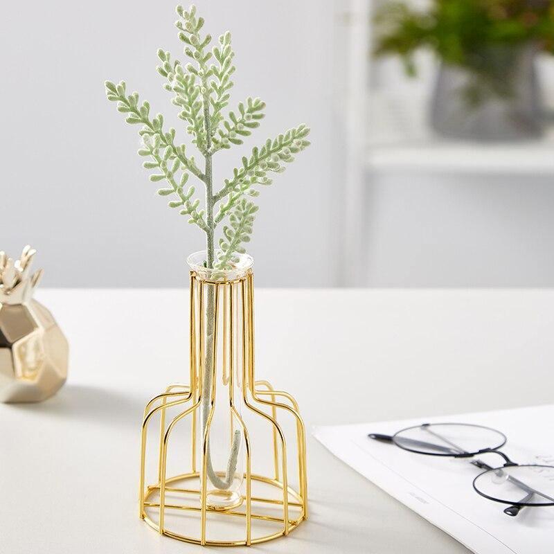 Test Tube Vase with Bottleneck Iron Stand