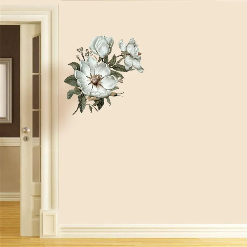 Three Ratels QC115  flowers wall sticker  Classical Magnolia for home  decoration wall sticker art for bedroom