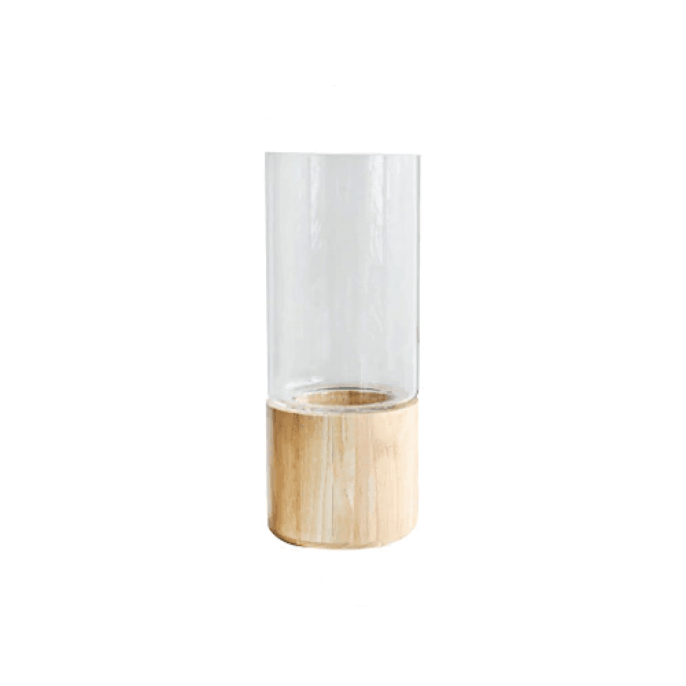 Serenity Wood Base Glass Vases Wheat / XL | Sage & Sill