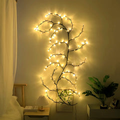 Willow Vine String Lights 144LED Artificial Plants Vine Tree Willow Rattan Lights Wall Bedroom Night Light Valentine's Day 2023