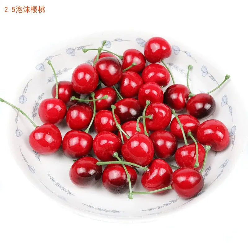 30Pcs Fake Cherry Artificial Fruit Model Simulation Cherry Ornament Craft Food Photography props Party Decor Home Decoration