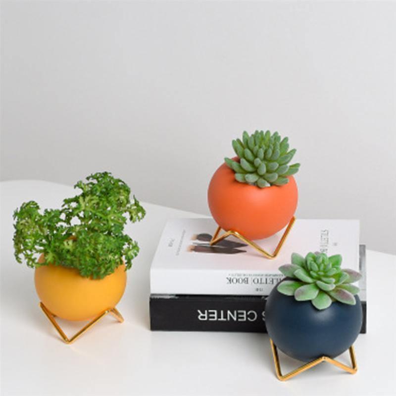 Abstract Colors Ceramic Planter Pots with Stand