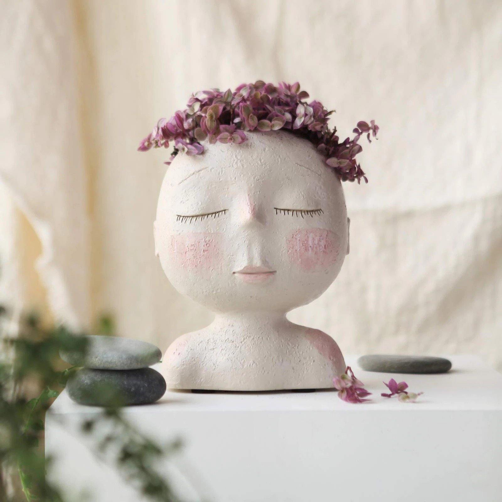 Peaceful Dream Sleeping Face Planter Vase