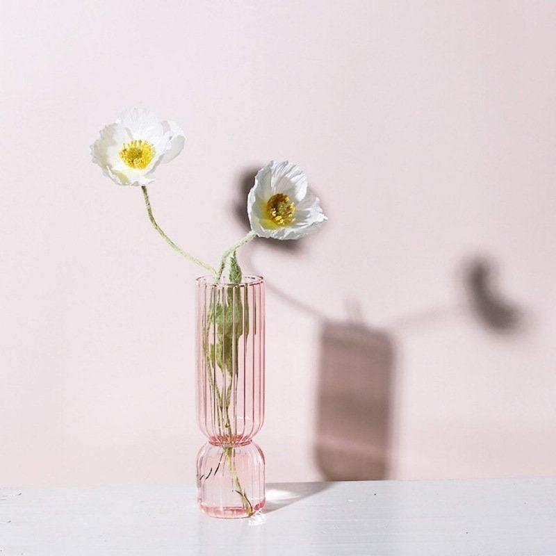 Pink Glass Taper Candle Holder & Vase Collection