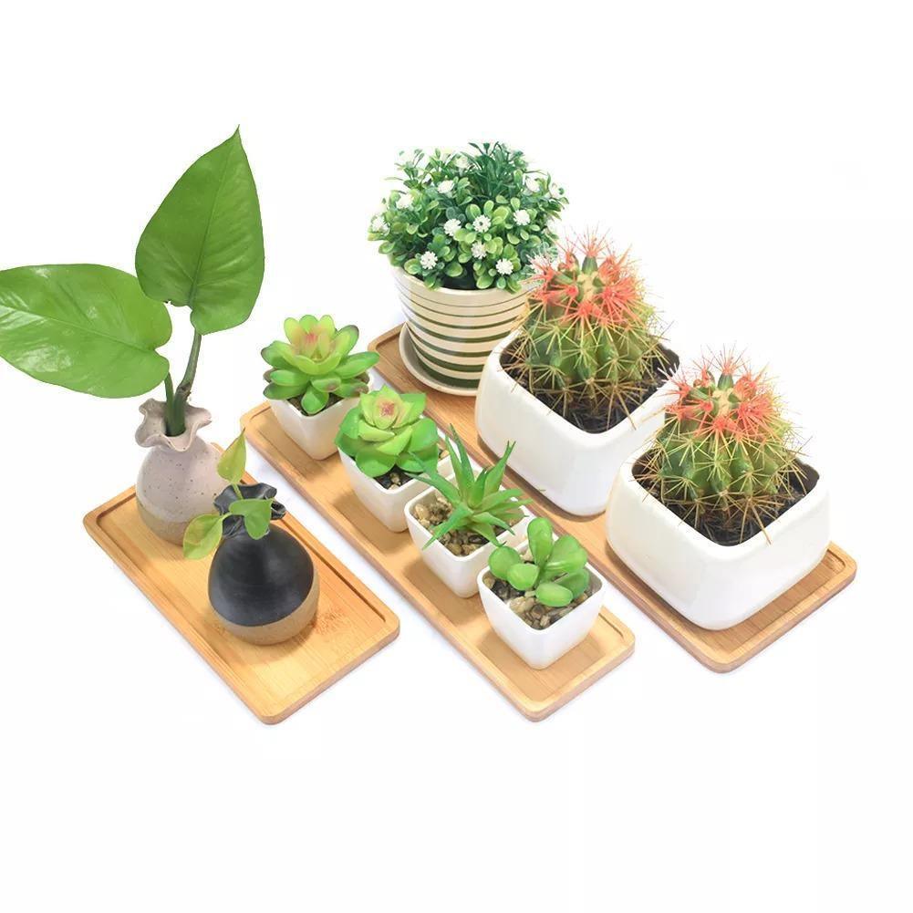 Natural Bamboo Planter Saucer Trays