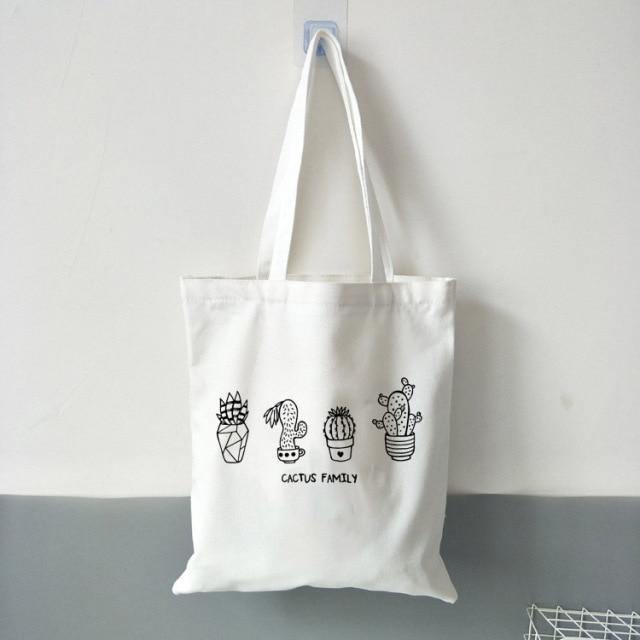 Cactus Canvas Tote Bag Cactus Family Cartoon | Sage & Sill