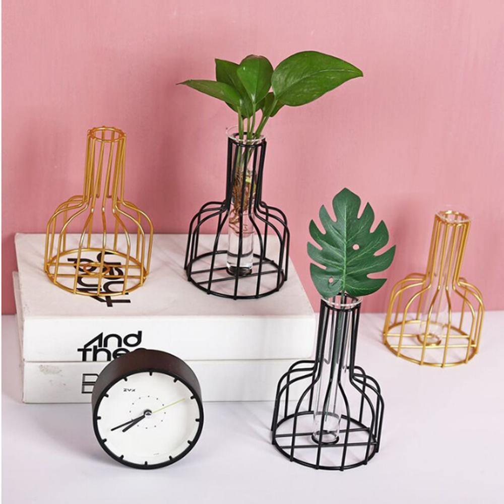 Test Tube Vase with Bottleneck Iron Stand