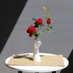 White Ceramic Hand Flower Vase