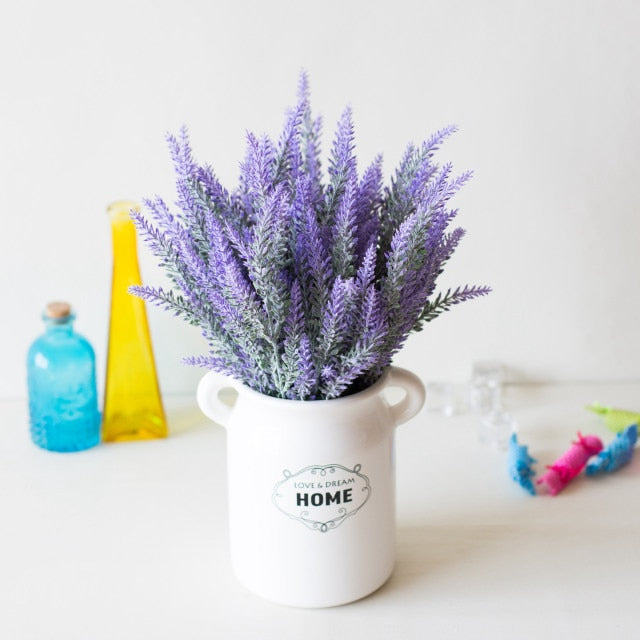 Artificial Flowers Romantic Provence Lavender Decorative Vase